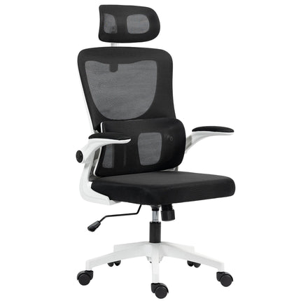 Scaun de birou ergonomic cu tetieră reglabilă, plasă neagră