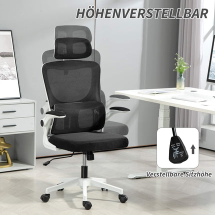 Scaun de birou ergonomic cu tetieră reglabilă, plasă neagră