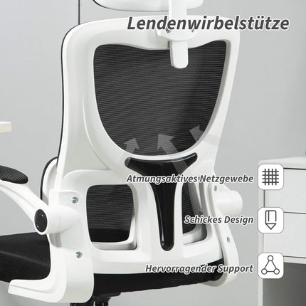Scaun de birou ergonomic cu tetieră reglabilă, plasă neagră