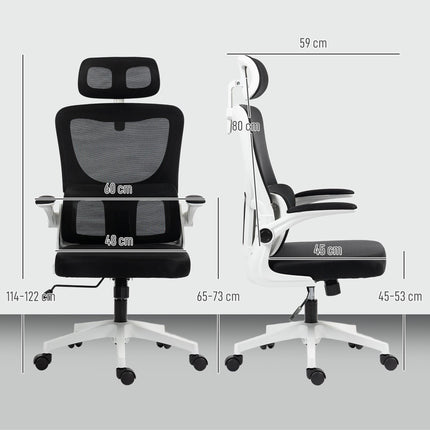 Scaun de birou ergonomic cu tetieră reglabilă, plasă neagră