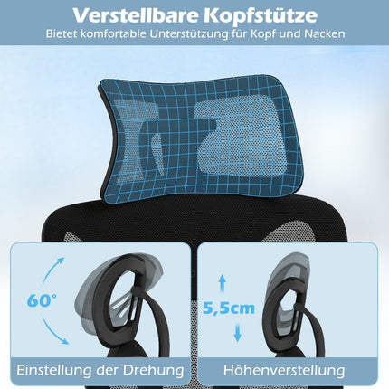 Scaun de birou ergonomic cu lombar si tetiera reglabile
