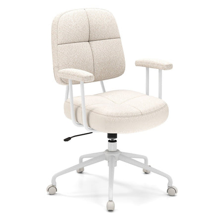 Scaun de birou ergonomic cu cotiere și roți, bej