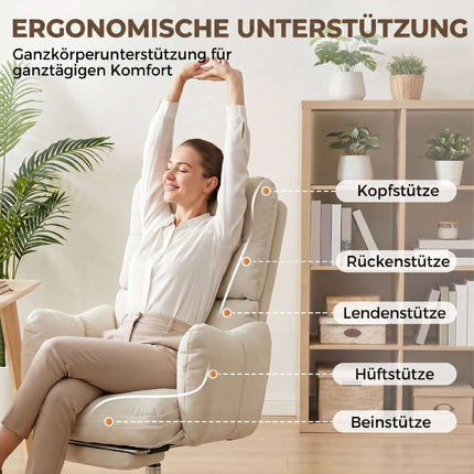 Scaun de birou ergonomic cu suport pentru picioare, spătar reglabil