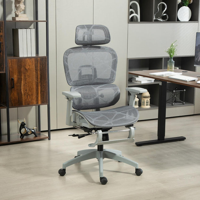 Scaun de birou ergonomic cu suport pentru picioare, spatar rabatabil