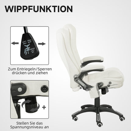 Ergonomic Office Chair with Massage, Cream White, 68x72x110-120 cm