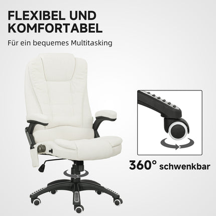 Ergonomic Office Chair with Massage, Cream White, 68x72x110-120 cm
