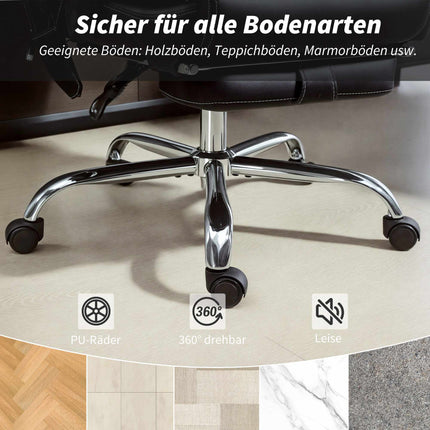 Scaun de birou ergonomic cu masaj, suport pentru picioare, piele neagră