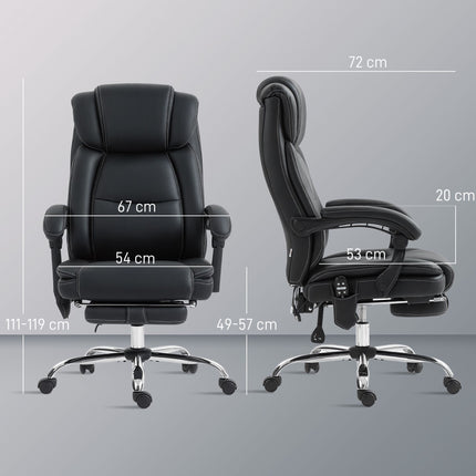 Scaun de birou ergonomic cu masaj, suport pentru picioare, piele neagră
