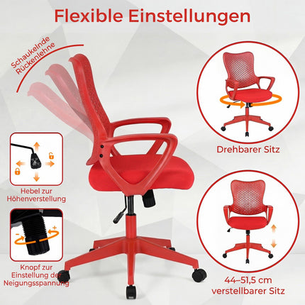 Scaun de birou ergonomic cu spătar din plasă, înălțime reglabilă