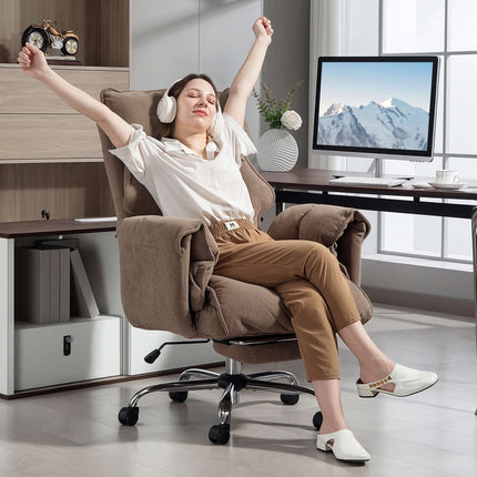 Scaun de birou ergonomic cu spătar și suport pentru picioare rabatabile