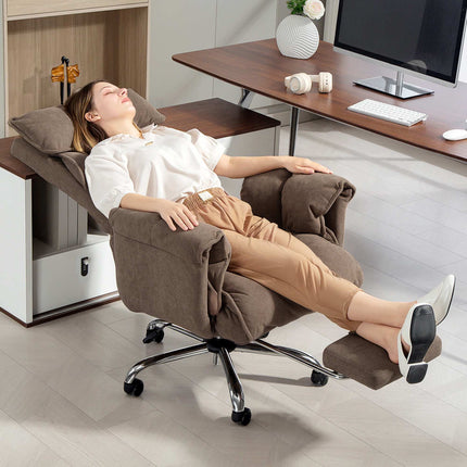 Scaun de birou ergonomic cu spătar și suport pentru picioare rabatabile
