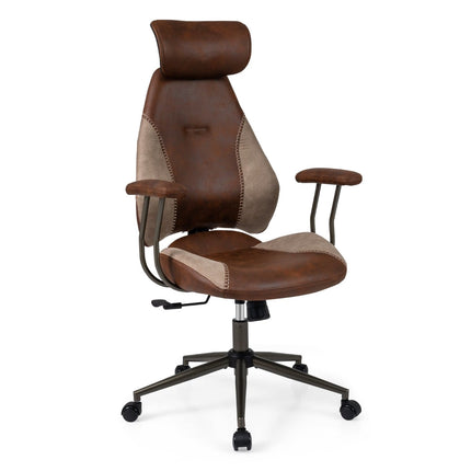 Scaun de birou ergonomic cu material suede, tetieră reglabilă