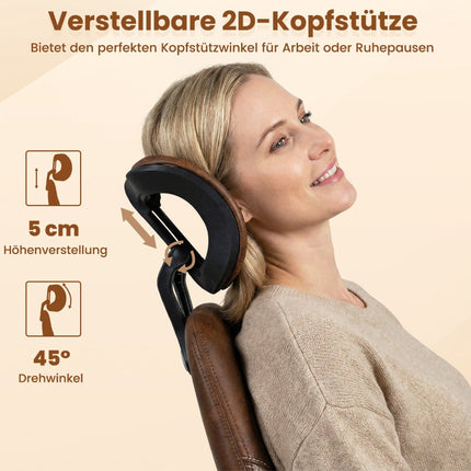 Scaun de birou ergonomic cu material suede, tetieră reglabilă