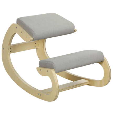 Balansoar ergonomic pentru genunchi, gri deschis, lemn de mesteacăn