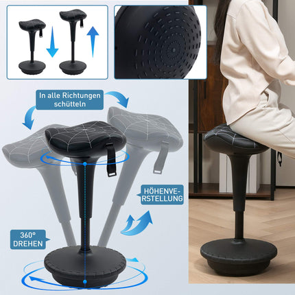 Scaun ergonomic în picioare cu înălțime reglabilă, negru