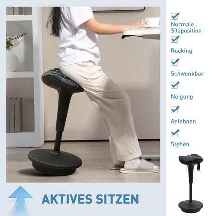 Scaun ergonomic în picioare cu înălțime reglabilă, negru