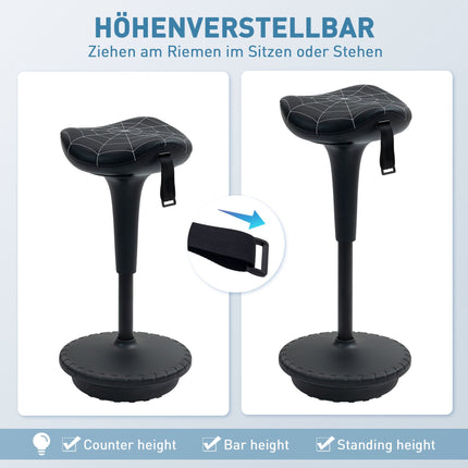 Scaun ergonomic în picioare cu înălțime reglabilă, negru