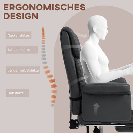 Scaun de birou ergonomic, inaltime reglabila 48-56 cm, spatar rabatabil, suport pentru picioare, negru