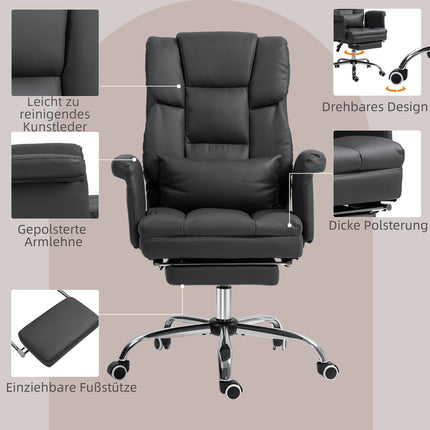 Scaun de birou ergonomic, inaltime reglabila 48-56 cm, spatar rabatabil, suport pentru picioare, negru
