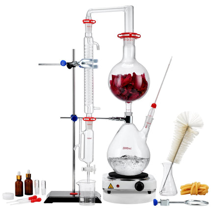 Essential Oil Distillation Kit, 2000ml, 24/40, 28-Piece