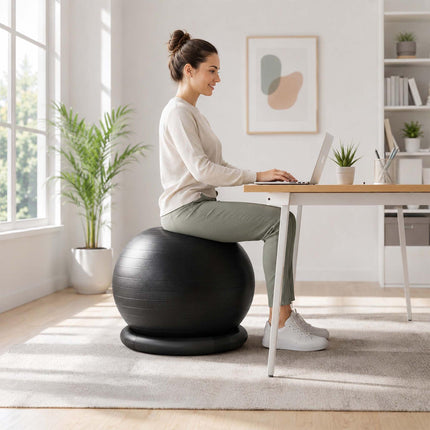 Exercise Ball 65 cm with Stand, Resistance Bands and Pump, Black