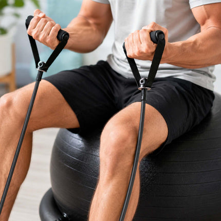 Exercise Ball 65 cm with Stand, Resistance Bands and Pump, Black