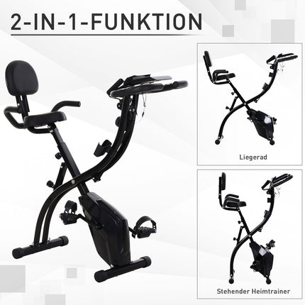 Folding 2-in-1 exercise bike with 8-level resistance