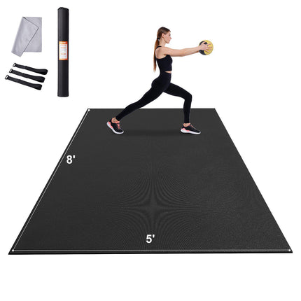 Exercise Mat 8x5 ft, Non-Slip PVC, 7mm Thick