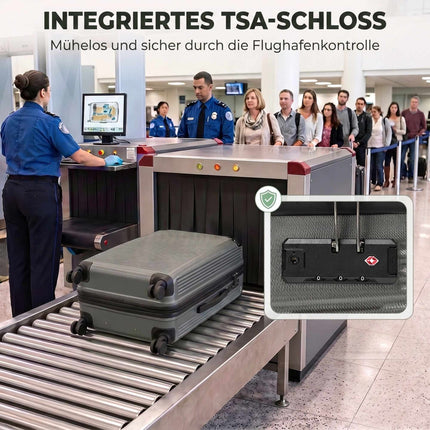 Valiză extensibilă din ABS, 66 cm, cu încuietoare TSA, gri închis