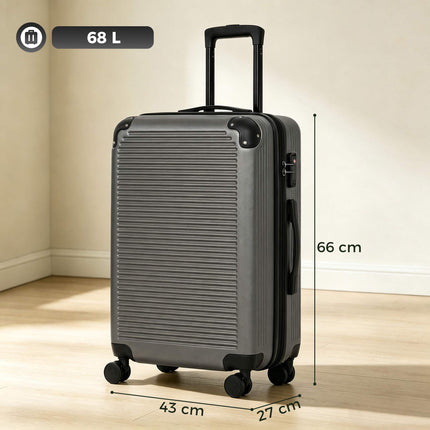 Valiză extensibilă din ABS, 66 cm, cu încuietoare TSA, gri închis