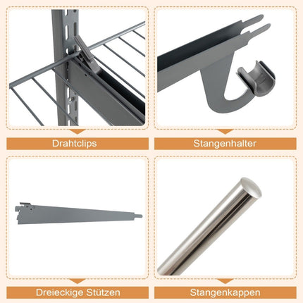Sistem de organizare pentru dulap extensibil, 122-244 cm, gri