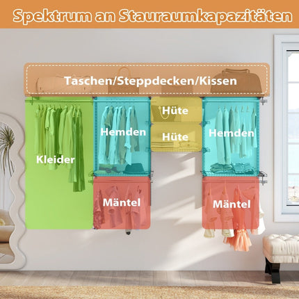 Sistem de organizare pentru dulap extensibil, 122-244 cm, alb