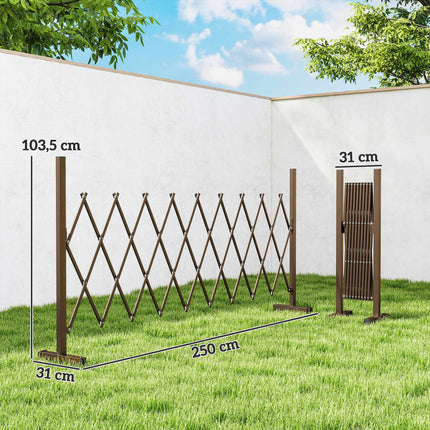 Gard de grădină extensibil, aluminiu-fier, maro, 31-250 cm