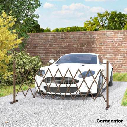 Gard de grădină extensibil, aluminiu-fier, maro, 31-250 cm