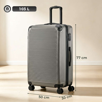 Valiză rigidă extensibilă, 77 cm, gri închis, încuietoare TSA