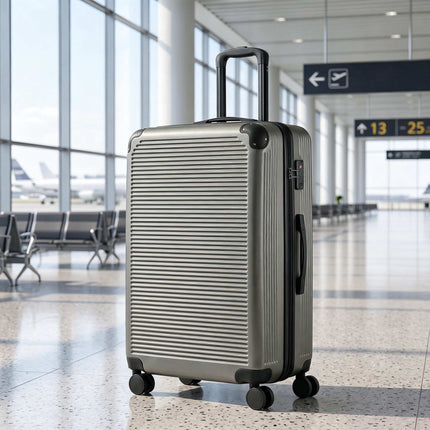 Valiză rigidă extensibilă, 77 cm, gri închis, încuietoare TSA