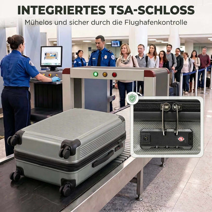 Valiză rigidă extensibilă, 77 cm, gri închis, încuietoare TSA