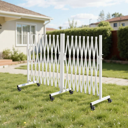Expandable Safety Barricade Gate, 18 ft, Locking Casters