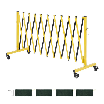 Expandable Safety Barrier Gate, 13 ft, Locking Casters
