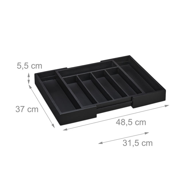 Tavă extensibilă pentru tacâmuri din bambus în negru