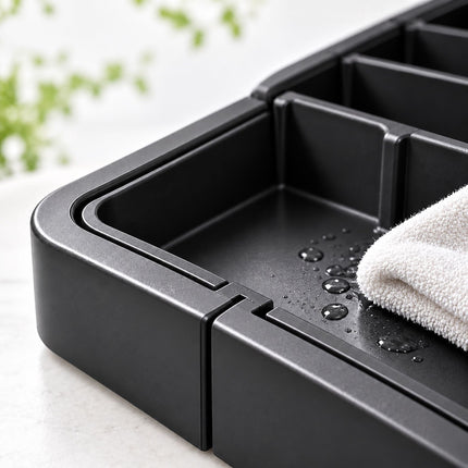 Extendable Cutlery Tray with Knife Insert, Width 33–56.5 cm, Black