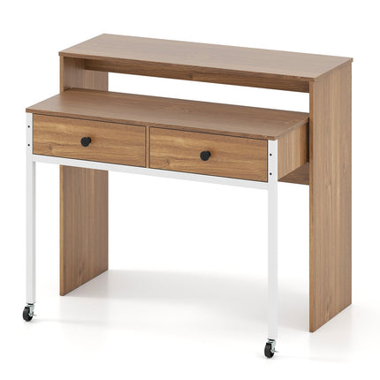 Birou extensibil cu 2 sertare și roți, 100x63x88 cm