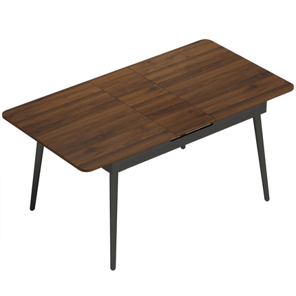 Extendable Dining Table 130–160 cm for 4–6 People, Light Walnut, Rounded Corners