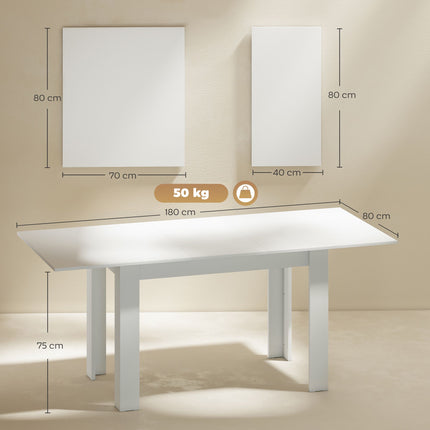 Masă extensibilă, 140-180 x 80 cm, albă