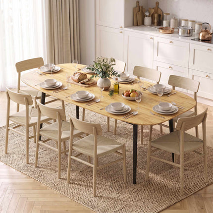 Extendable Dining Table 160–200 cm for 6–8 People, Oak Look, Black Legs