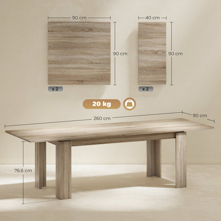 Masa de Sufragerie Extensibila, 180-260 cm, Locuri 6-10, Lemn