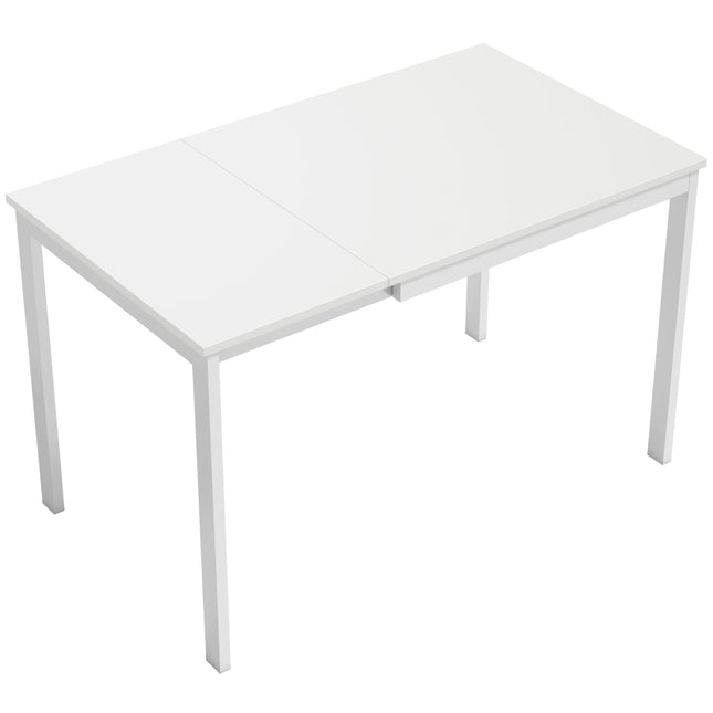Masă extensibilă, albă, 80-120 cm, 4-6 locuri