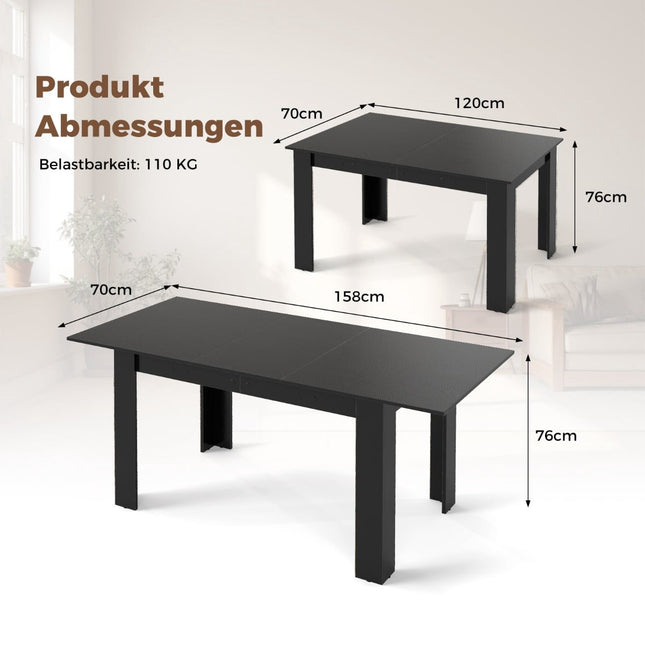 Masă extensibilă pentru 4-6 persoane, 120-158 cm, capacitate 110 kg