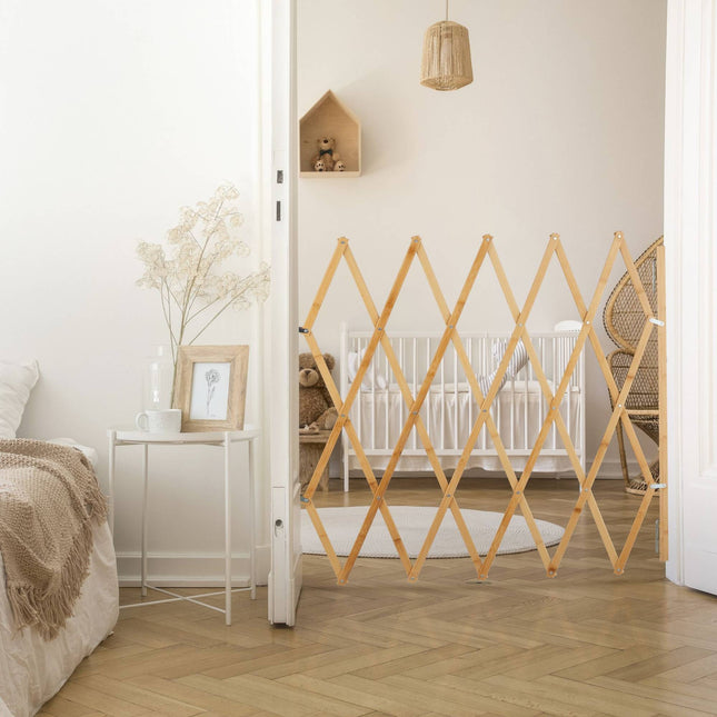 Bariera extensibilă pentru câini, bambus natural