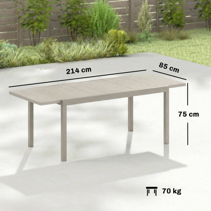 Masă extensibilă pentru exterior, aluminiu, 154-214 cm